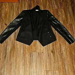 Womens Bagatelle Collection Black Suede Leather Look Cardigan Medium